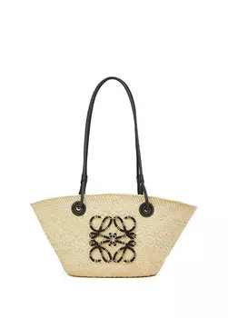 Маленькая бежевая женская сумка через плечо anagram из пальмового волокна Loewe