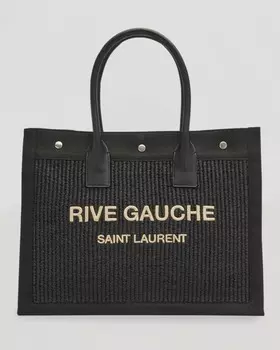 Маленькая большая сумка Rive Gauche из рафии Saint Laurent