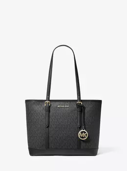Маленькая большая сумка с логотипом Jet Set Travel на молнии сверху Michael Kors, черный
