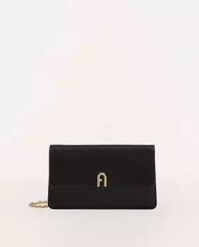 Маленькая черная кожаная сумка через плечо Diamante с клапаном Furla, черный