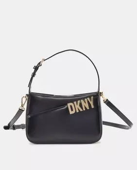 Маленькая черная кожаная сумочка со съемным ремнем через плечо DKNY, черный
