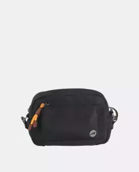 Маленькая черная сумка через плечо из нейлона в сочетании с полиуретаном цвета кожи Volum, черный