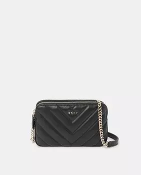 Маленькая черная сумка на плечо с мягкой подкладкой и двумя отделениями DKNY, черный