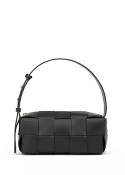 Маленькая черная женская кожаная сумка brick cassette Bottega Veneta