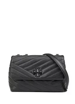 Маленькая черная женская кожаная сумка через плечо kira chevron Tory Burch