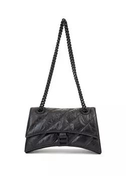 Маленькая черная женская кожаная сумка crush Balenciaga