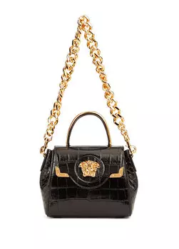 Маленькая черная женская кожаная сумка la medusa Versace