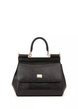 Маленькая черная женская кожаная сумка на плечо sicily Dolce&Gabbana