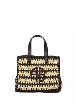 Маленькая черная женская сумка-шоппер rio бежевого цвета Anine Bing