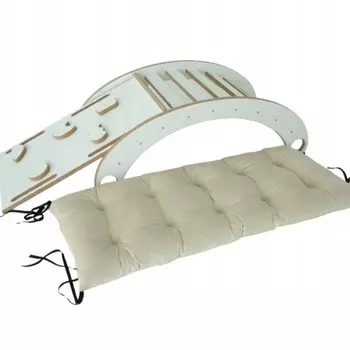 Маленькая ДЕРЕВЯННАЯ качалка + горка + стена + бежевая велюровая подушка CE Gugi