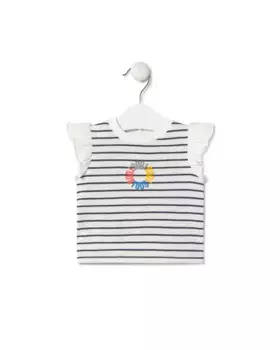 Маленькая девочка хлопковая полосатая футболка Tous, тёмно-синий