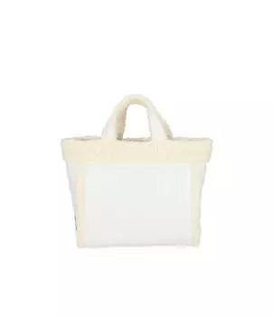 Маленькая двухсторонняя джинсовая сумка-тоут LeSportsac, цвет white denim/cream sherpa