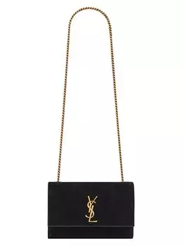 Маленькая двусторонняя сумка на цепочке Kate из замши и кожи Saint Laurent