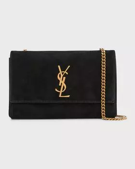 Маленькая двусторонняя замшевая сумка через плечо Kate YSL Saint Laurent, цвет Nero