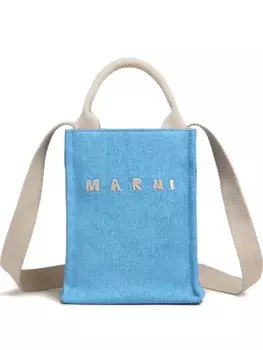 Маленькая джинсовая сумка-тоут Marni, синий