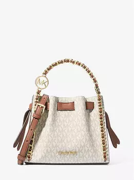 Маленькая фирменная сумка-цепочка с логотипом Mina Michael Kors, белый