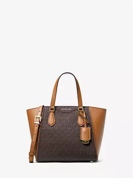 Маленькая фирменная сумка Taryn с логотипом и кожаной отделкой через плечо Michael Kors, мультиколор
