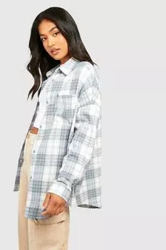 Маленькая фланелевая рубашка Boohoo, синий