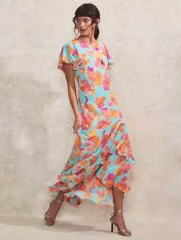 Маленькая хейзел цветочный многоуровневое макси платье Ro&Zo, синий