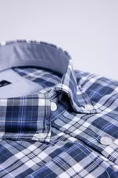 Маленькая хлопковая мужская рубашка в клетку с воротником на пуговицах большого размера TUDORS