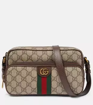 Маленькая холщовая сумка-мессенджер Ophidia Gucci, коричневый