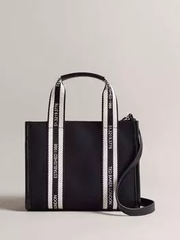Маленькая холщовая сумка-тоут с фирменным логотипом Georjea Ted Baker, черно-белый