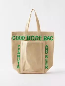 Маленькая холщовая сумка-тоут с принтом для пива Bode, бежевый