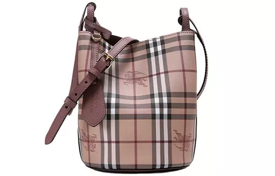 Маленькая клетчатая сумка-ведро Lorne Haymarket, светлая бузина Burberry