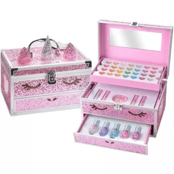 Маленькая коллекция Unicorn, большой футляр Unicorn с лицом единорога и розовыми блестками для детской косметики Martinelia