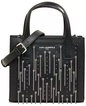 Маленькая кожаная бахрома через плечо Nouveau KARL LAGERFELD PARIS, черный
