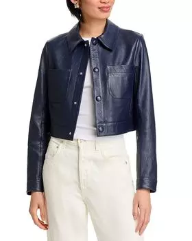 Маленькая кожаная куртка Slim Fit FRAME, синий