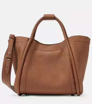 Маленькая кожаная морская сумка-тоут Max Mara, Marrone