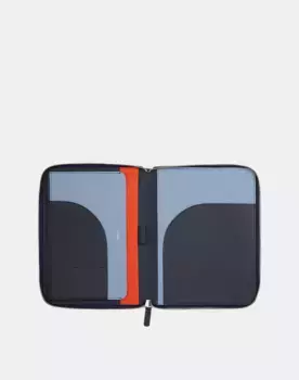 Маленькая кожаная папка для документов для мини-iPad формата А5 на молнии Dudu, темно-синий