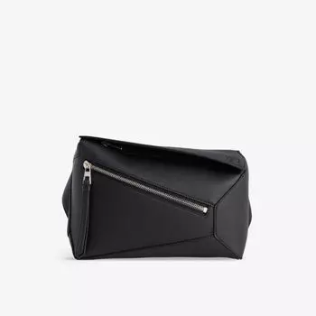 Маленькая кожаная поясная сумка Puzzle Edge с фирменным тиснением Loewe, черный