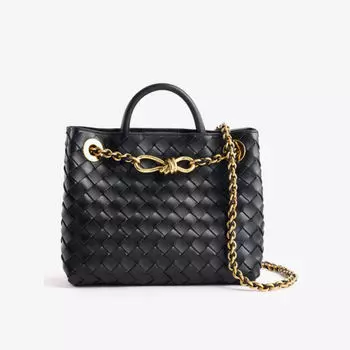 Маленькая кожаная сумка andiamo с верхней ручкой Bottega Veneta, черный