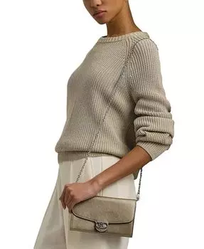 Маленькая кожаная сумка через плечо Adair из металлизированной кожи Lauren Ralph Lauren, серебряный