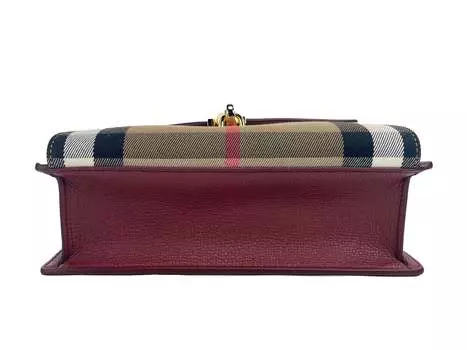 Маленькая кожаная сумка через плечо Burberry Macken в клетку Crimson House в клетку, мультиколор