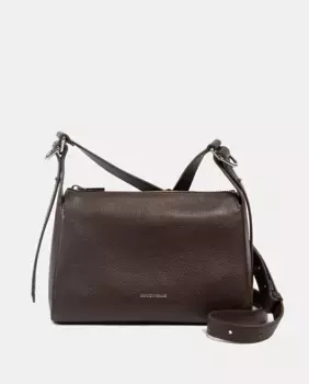 Маленькая кожаная сумка через плечо Coccinelle, темно-коричневый