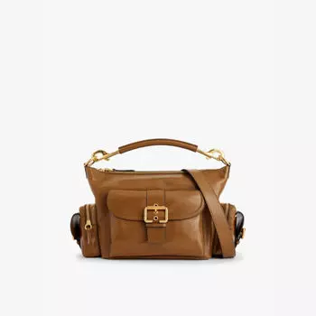 Маленькая кожаная сумка через плечо для камеры Chloe, хаки