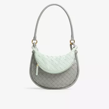 Маленькая кожаная сумка через плечо Gemelli Bottega Veneta, цвет agg-gl/agg-mb