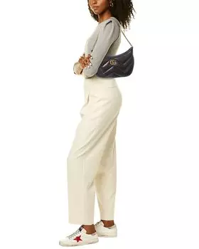 Маленькая кожаная сумка через плечо Gucci GG Marmont, черный