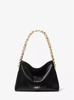 Маленькая кожаная сумка через плечо Jordyn Michael Kors, черный