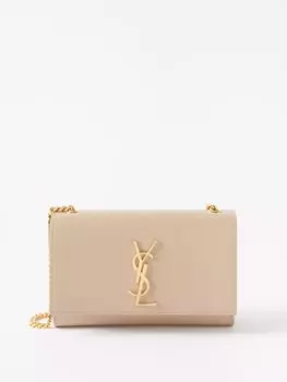 Маленькая кожаная сумка через плечо kate Saint Laurent, бежевый