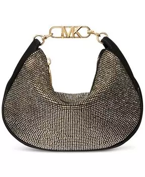 Маленькая кожаная сумка через плечо Kendall Michael Kors, цвет Black/Gold
