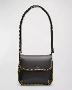 Маленькая кожаная сумка через плечо La Prima с цепочкой Giorgio Armani, цвет Black Gold
