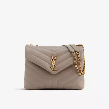 Маленькая кожаная сумка через плечо Loulou Saint Laurent, коричневый