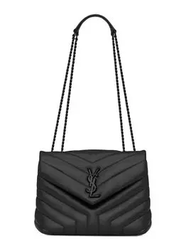 Маленькая кожаная сумка через плечо Loulou Matelass Saint Laurent, черный