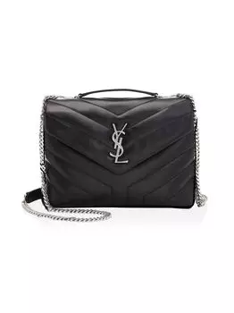 Маленькая кожаная сумка через плечо Loulou Matelass Saint Laurent, черный