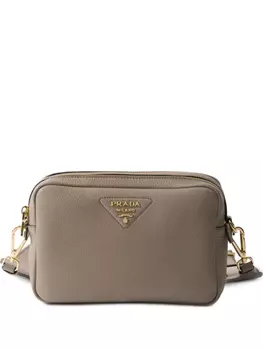 Маленькая кожаная сумка через плечо Prada, коричневый