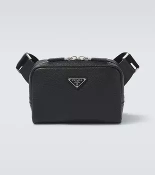 Маленькая кожаная сумка через плечо Prada, черный
